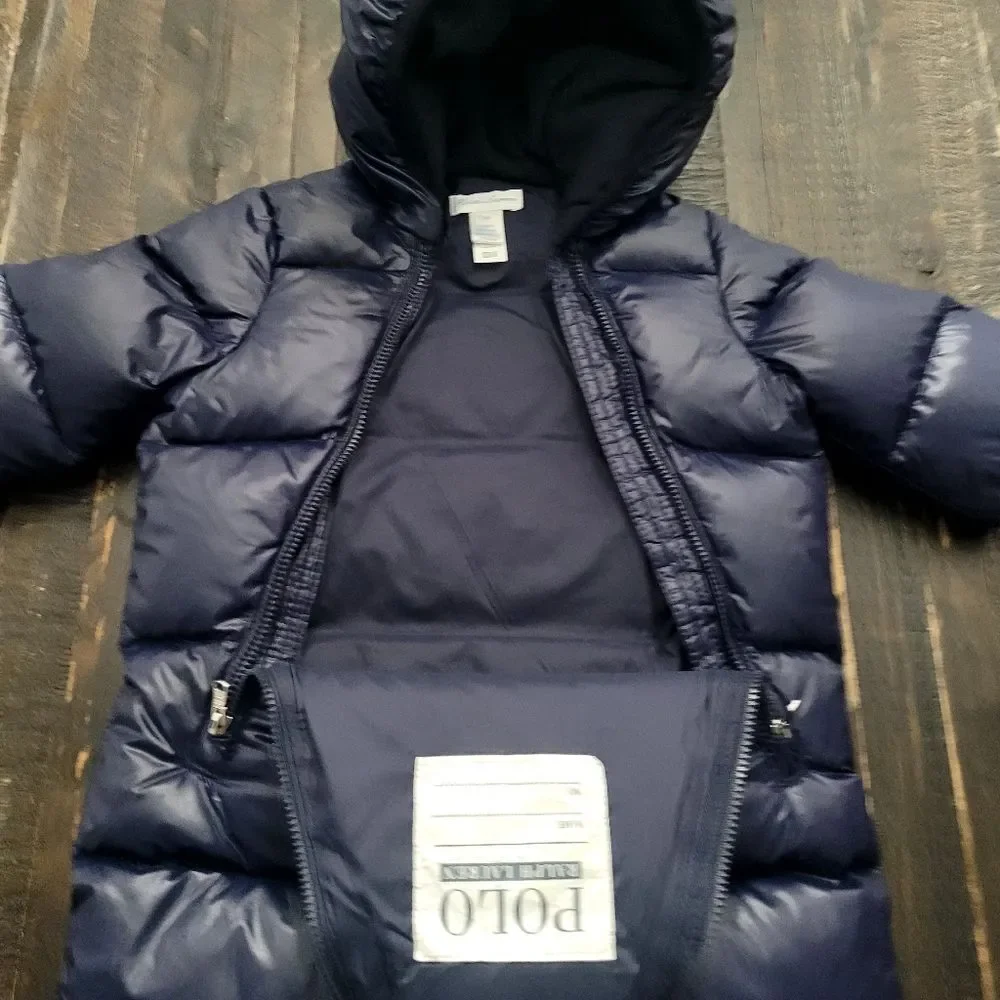 Ralph Lauren Baby Down Snowsuit Winter Puffer One Piece Size 6M